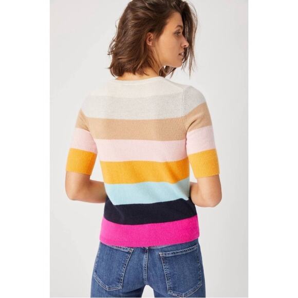 White + Warren anthropology tilda cashmere stripped sweater size M * like new* - Picture 1 of 2